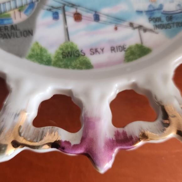 VINTAGE 1961 1964 New York WORLDs FAIR souvenir 8" plate dish UNISPHERE US Steel - Picture 4 of 4